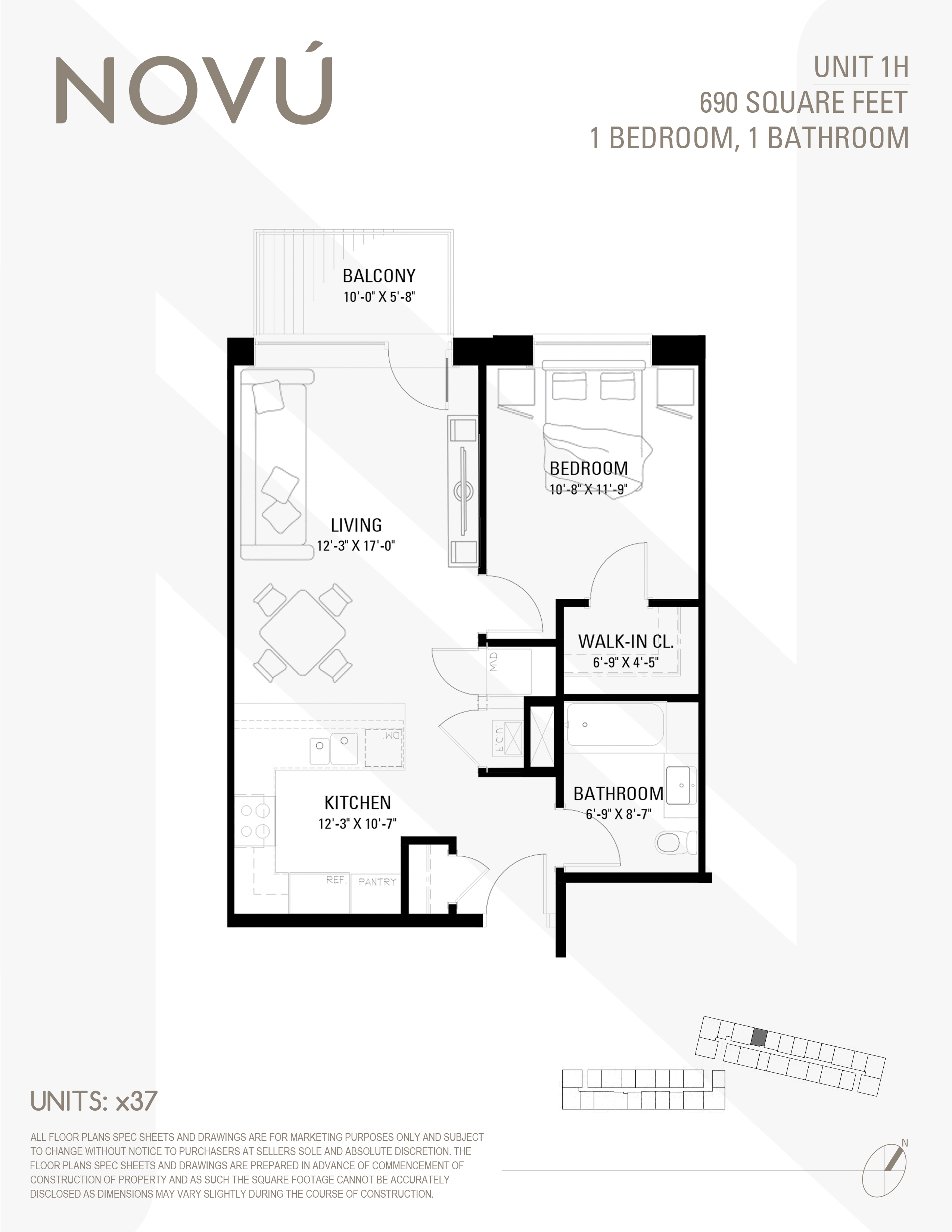 Floor plan diagram for plan 1H