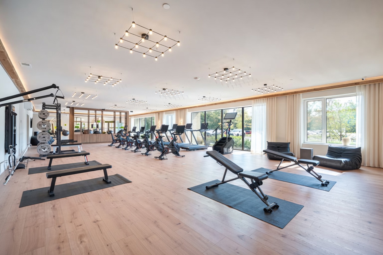 Fitness center with strength equipment